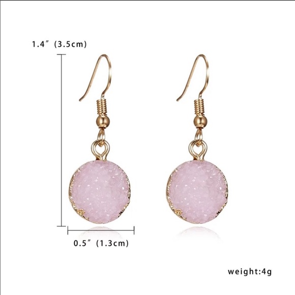 LAST CHANCE! Rose quartz druzy drop earrings - Picture 6 of 8